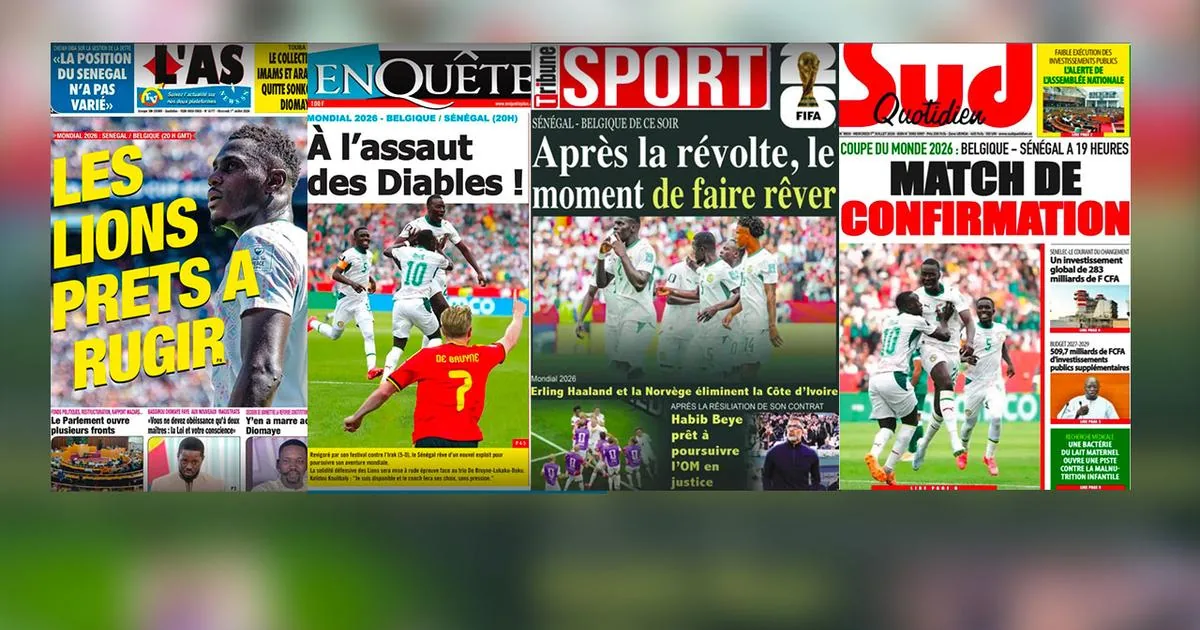 Suivez Belgique - S&eacute;n&eacute;gal EN DIRECT, Coupe du monde 2026, seizi&egrave;me de finale