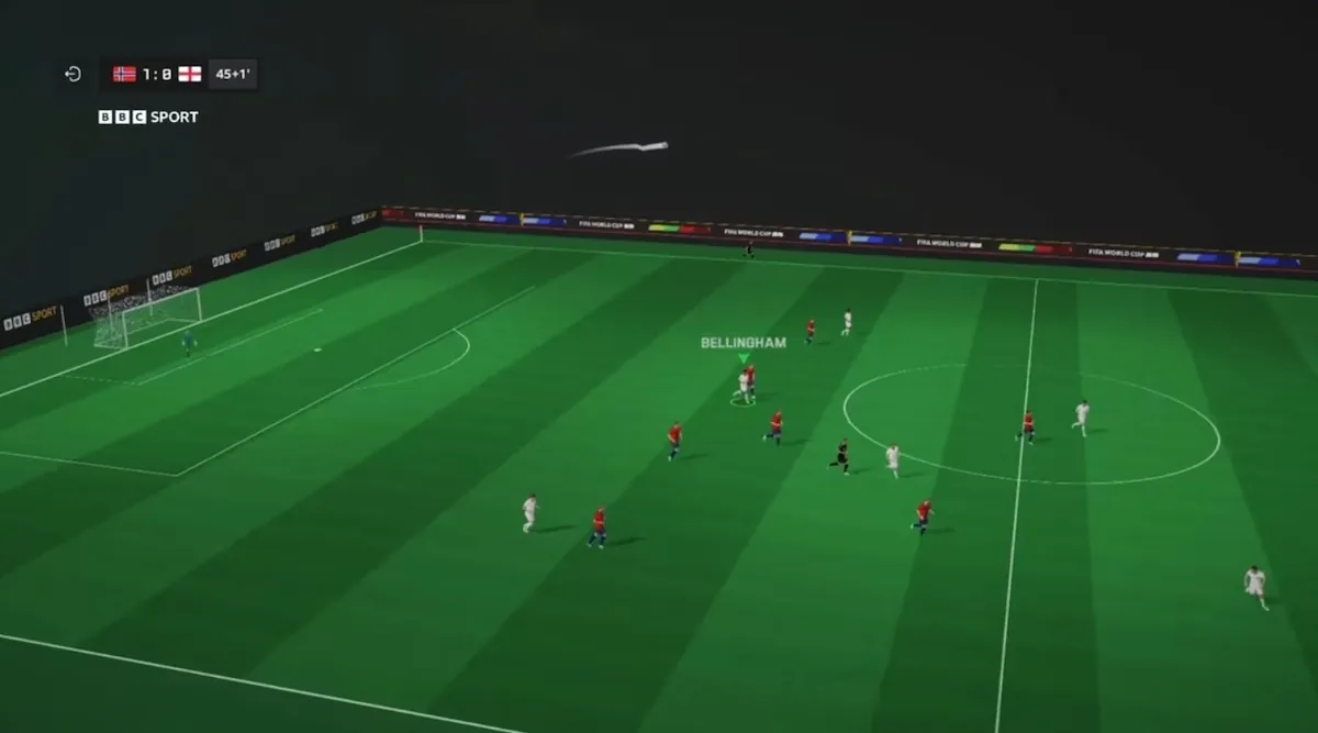 Les images de la reprodutcion 3D de la BBC. Le ballon semble effectivement &ecirc;tre d&eacute;vi&eacute;.
